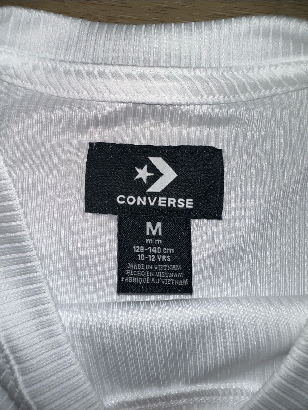 Converse White Ribbed Tee with Neon Green Lettuce Trim - Kids - Picture 3 of 3